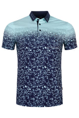 ARISLE Pro-Golfer Aqua Camo Graphic Golf Polo
