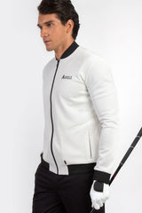 ARISLE Classy White Bomber Golf Jacket
