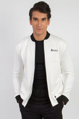 ARISLE Classy White Bomber Golf Jacket
