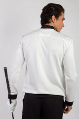 ARISLE Classy White Bomber Golf Jacket