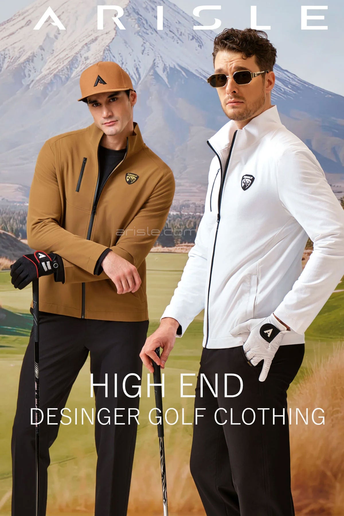 ARISLE DS Full-Zip Brown Cafe Golf Jacket