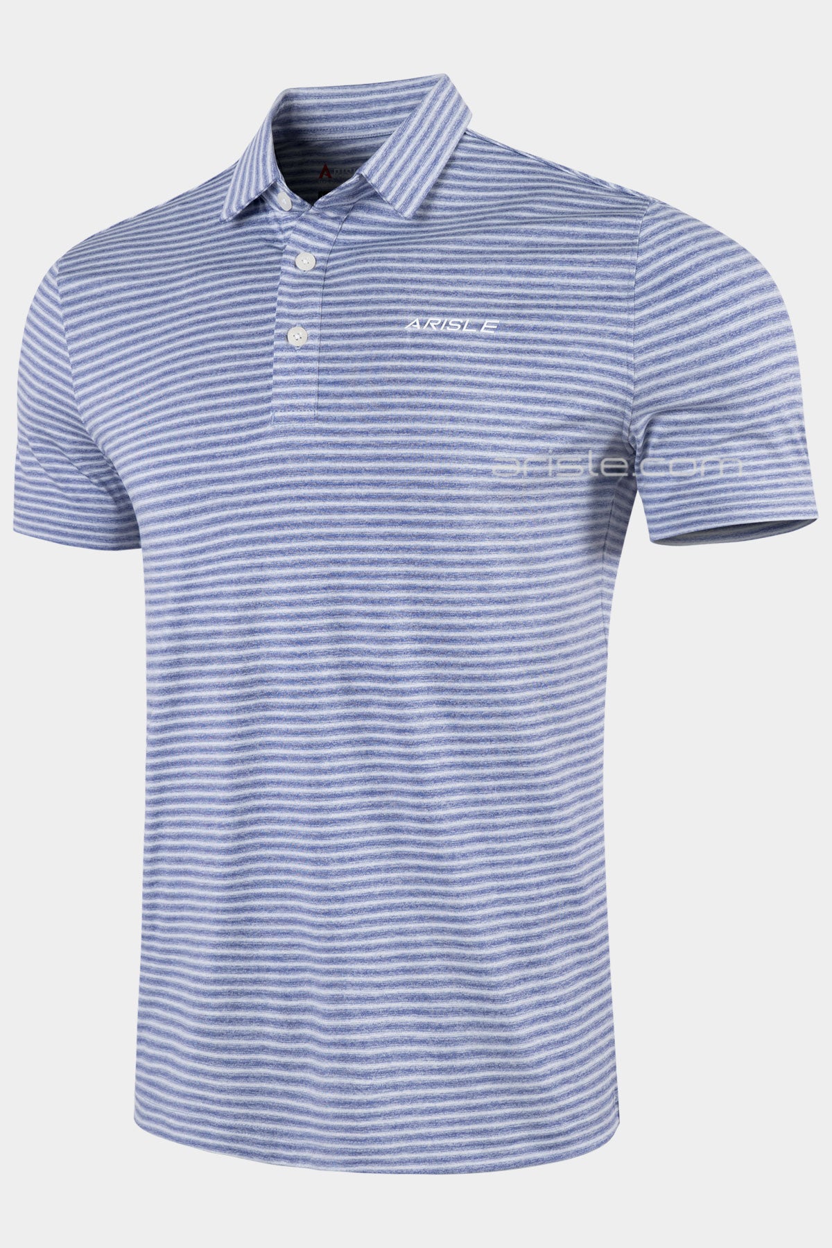 ARISLE Pixel Stripe Irish Blue Golf Polo