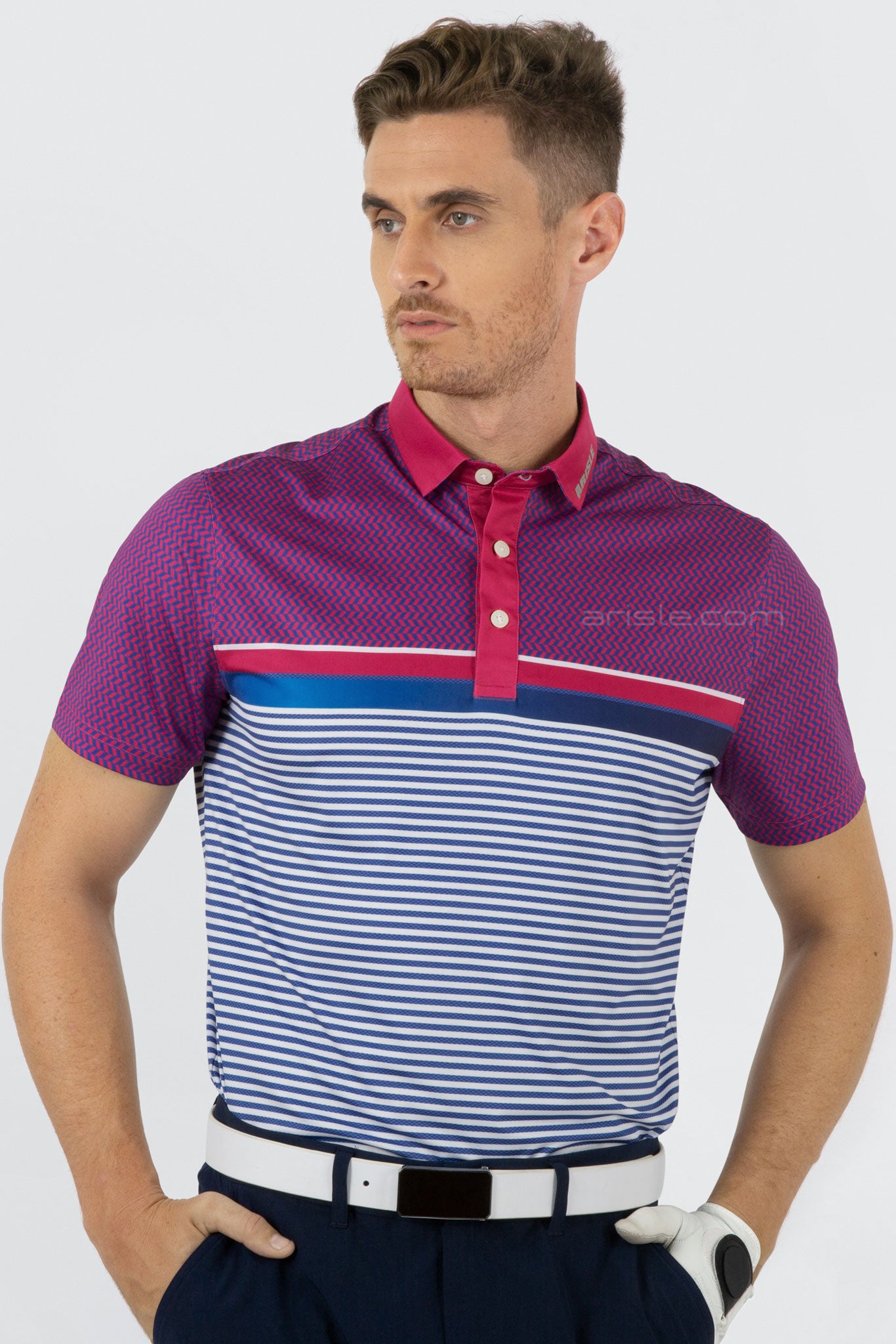 ARISLE Pro-Golfer Royal Magenta Golf Polo