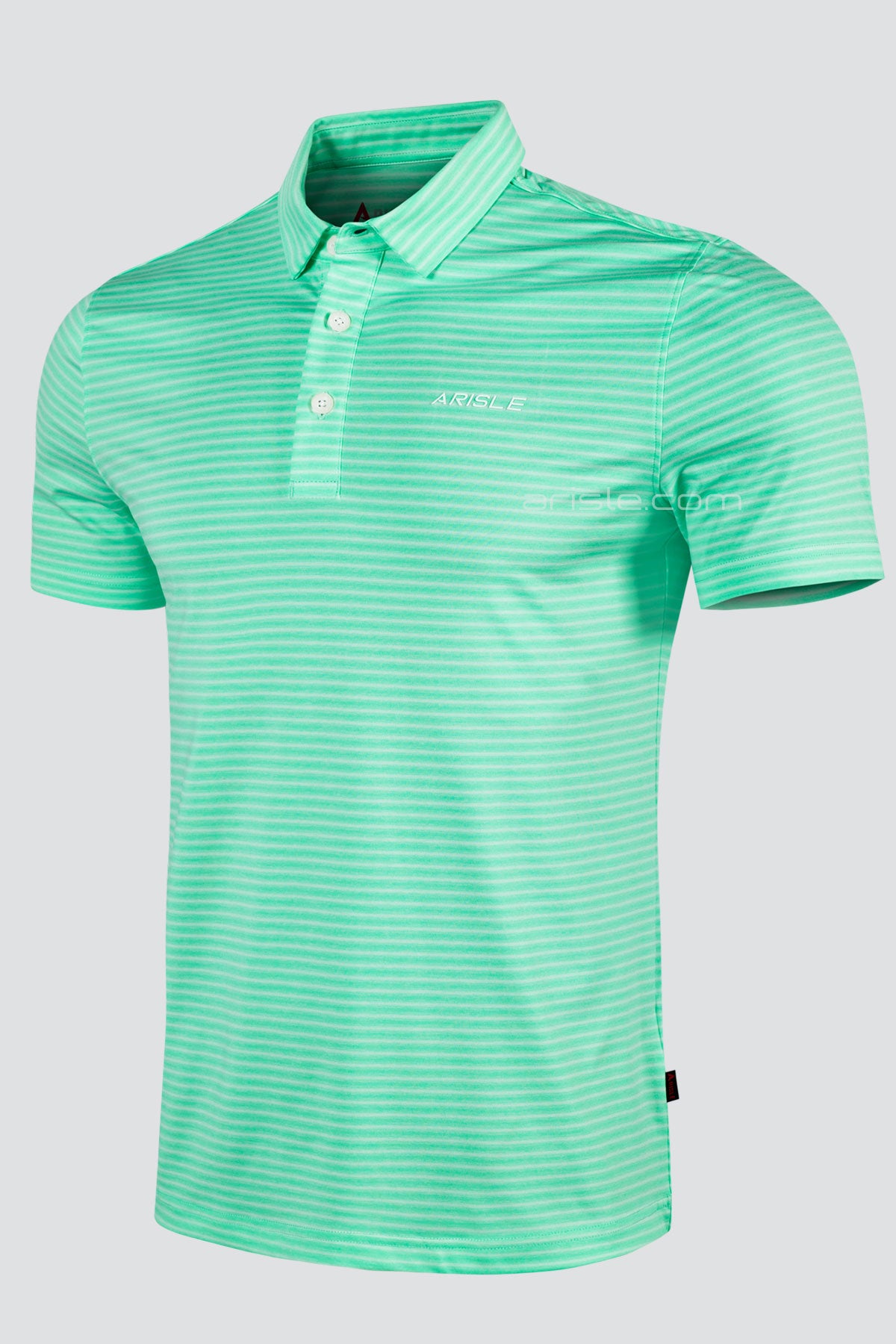 ARISLE Pixel Stripe Spearmint Golf Polo