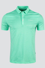 ARISLE Pixel Stripe Spearmint Golf Polo
