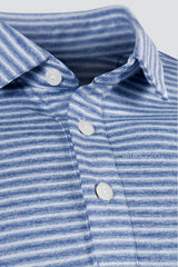 ARISLE Pixel Stripe Yale Blue Golf Polo