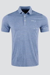 ARISLE Pixel Stripe Yale Blue Golf Polo