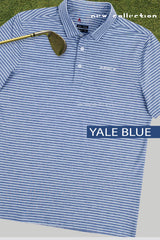 ARISLE Pixel Stripe Yale Blue Golf Polo