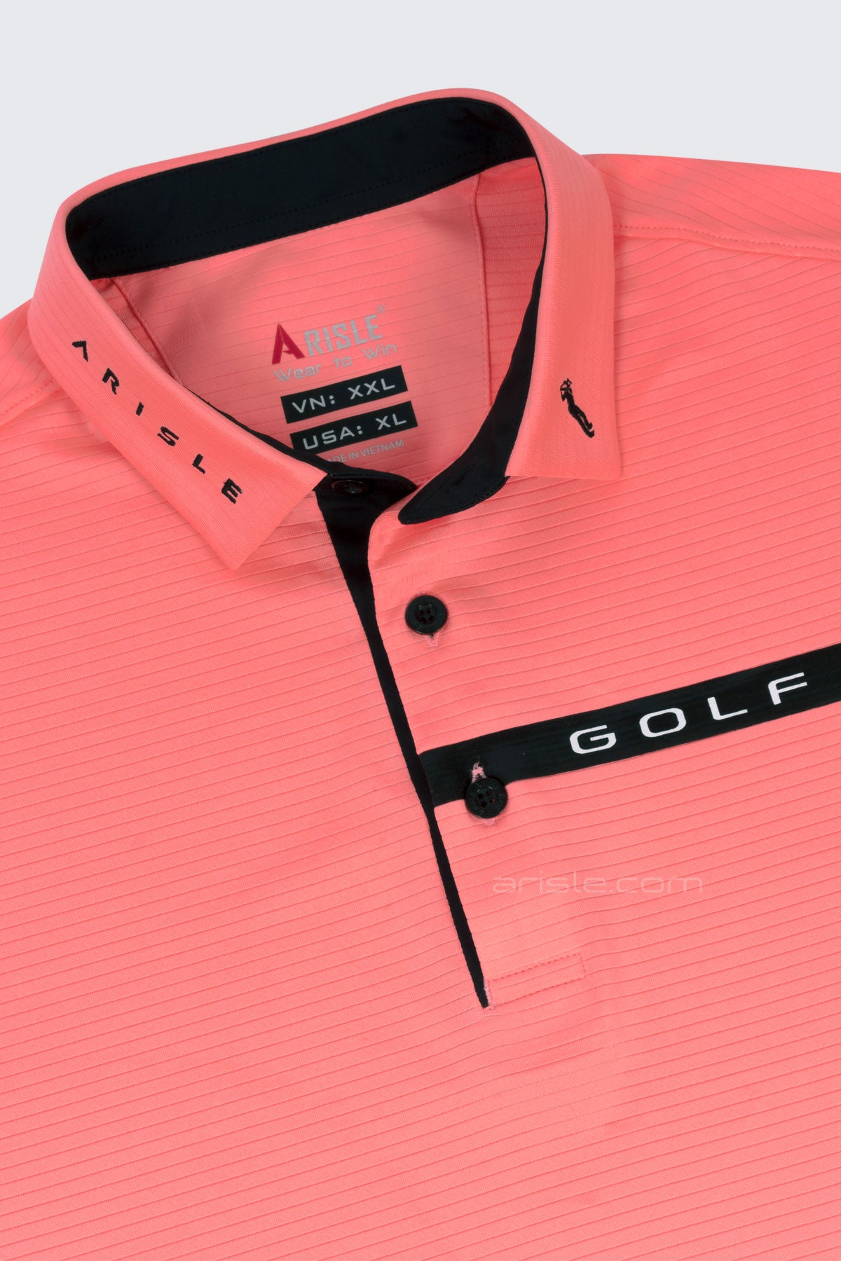 ARISLE Pro-Golfer Pastel Orange Stripe Golf Polo