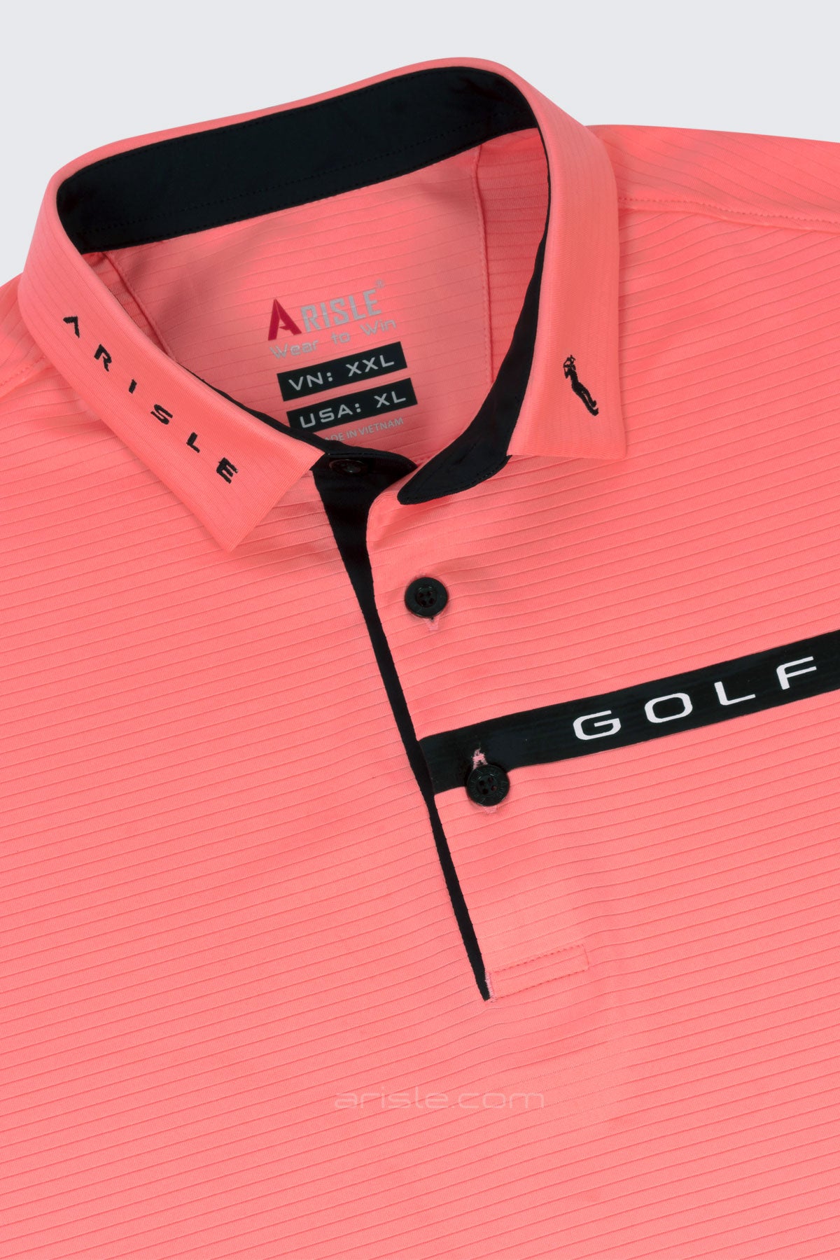 ARISLE Pro-Golfer Pastel Orange Stripe Golf Polo