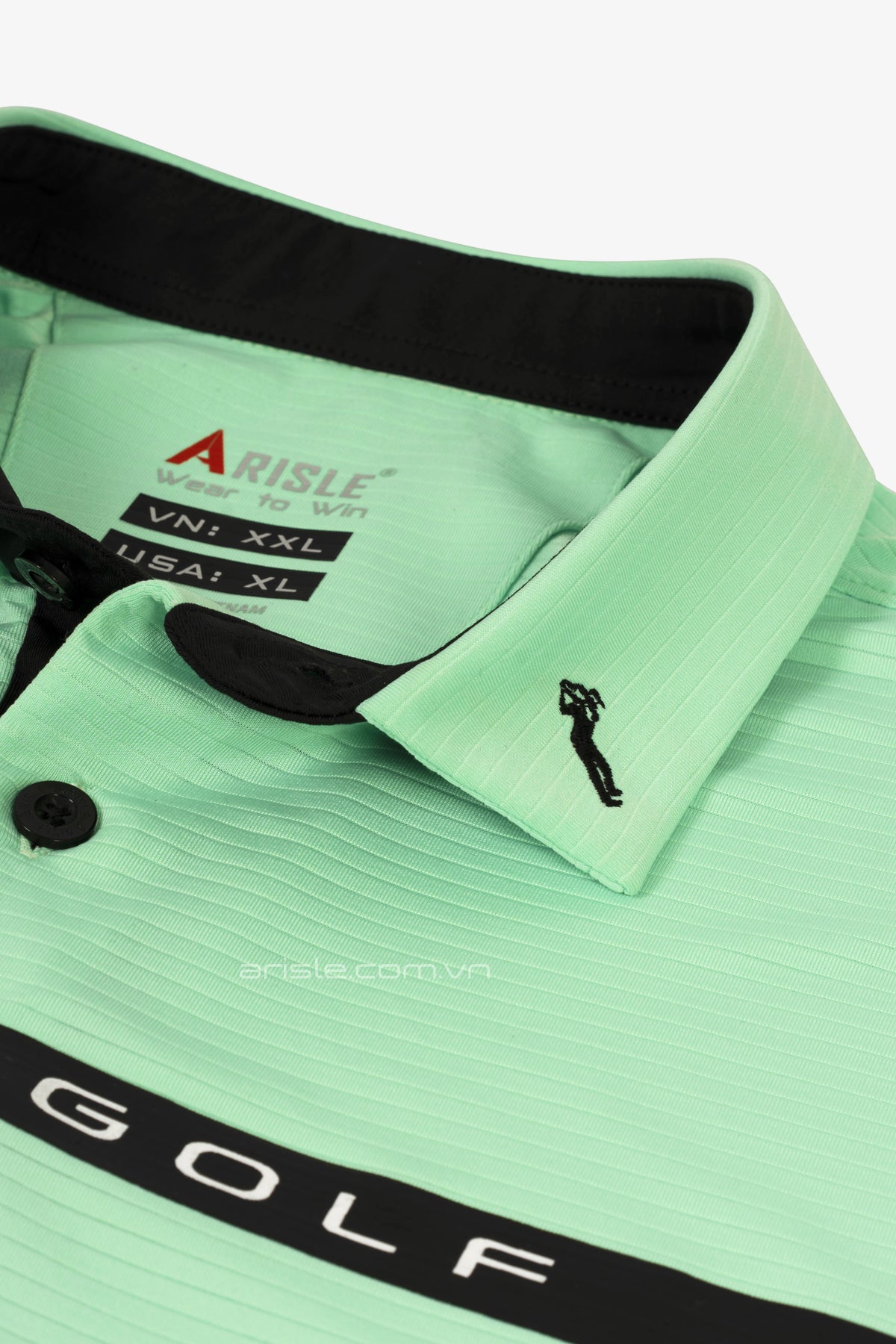 ARISLE Pro-Golfer Pastel Green Stripe Golf Polo