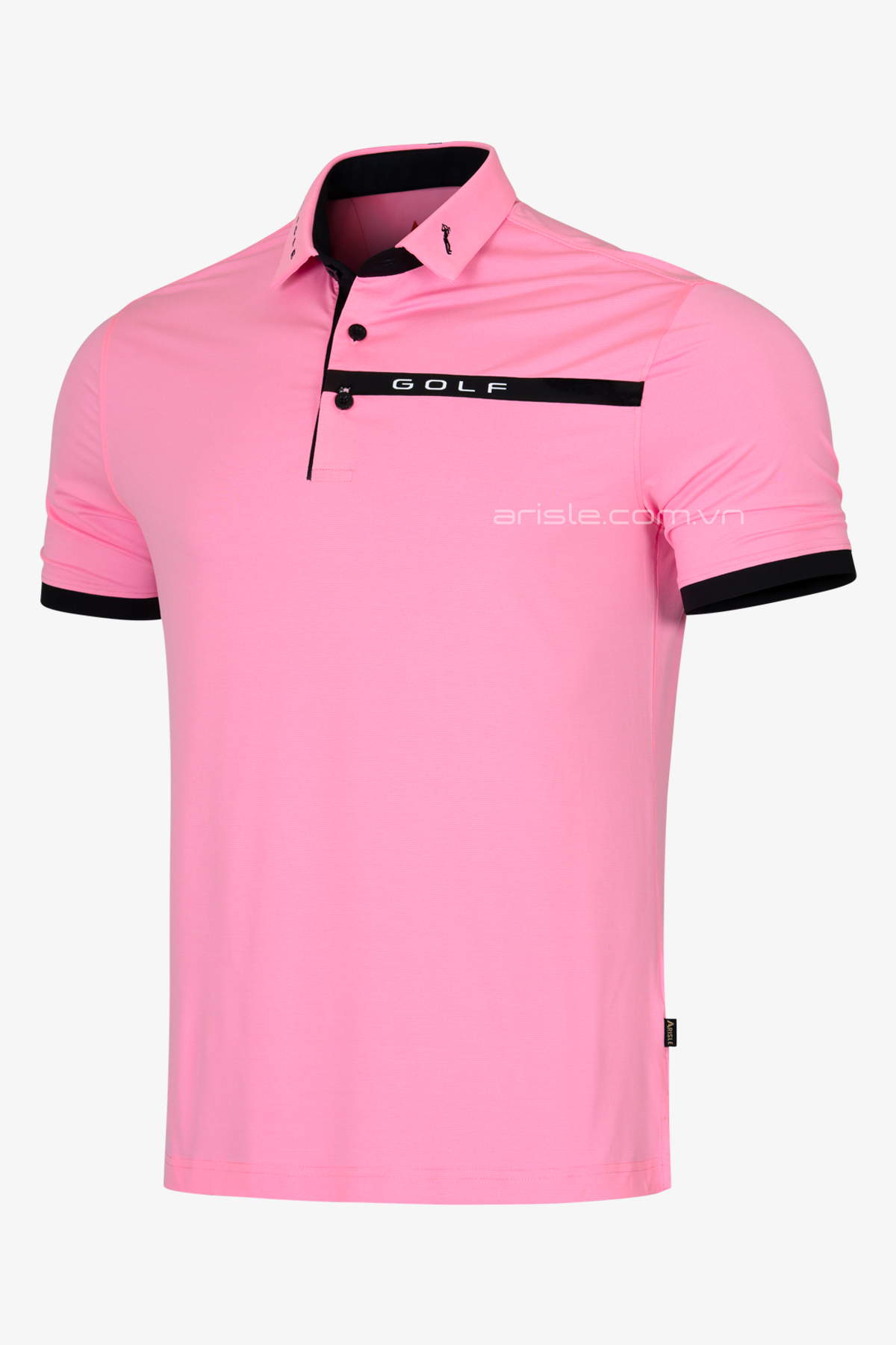 ARISLE Pro-Golfer Golf Stripe Pink Golf Polo
