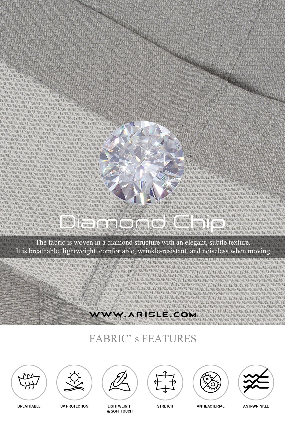 Arisle Diamond Chip Grey Golf Pants