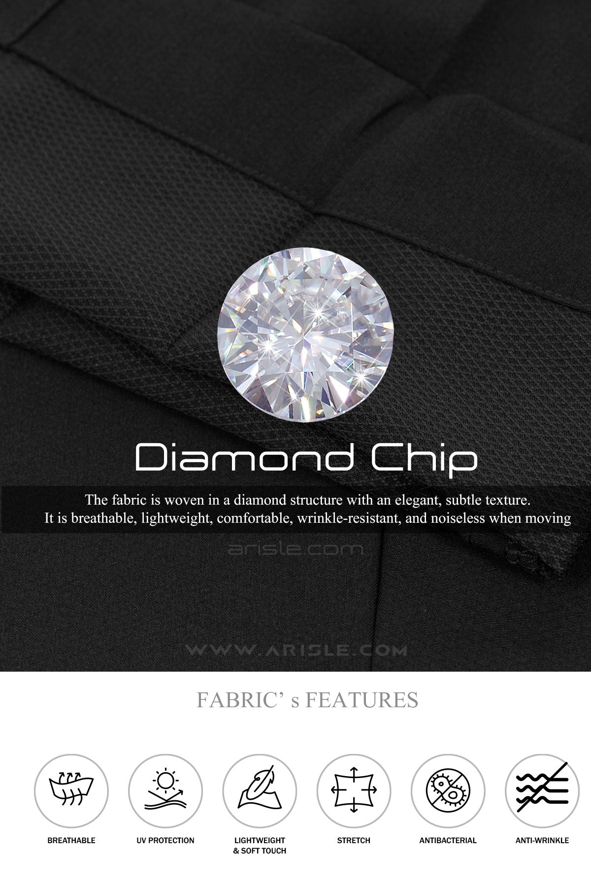 Arisle Diamond Chip Black Golf Pants