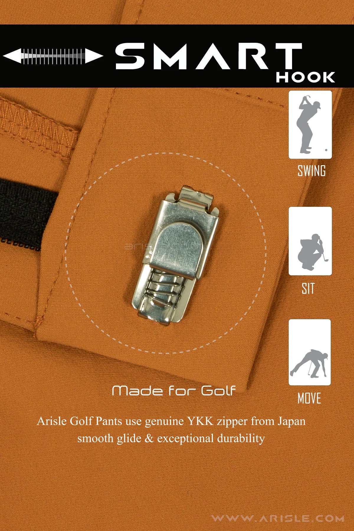 Arisle Friction Free Caramel Orange Golf Pants