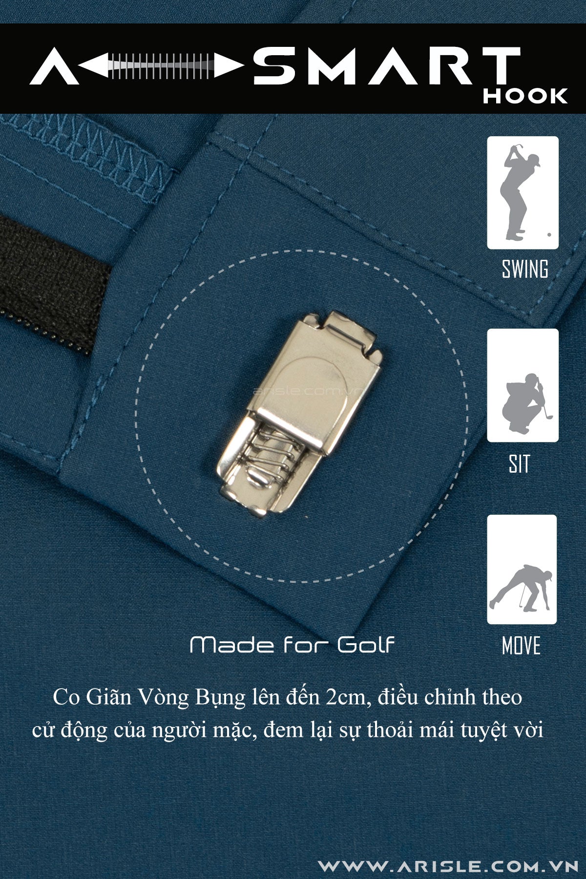 Quần Golf Nam ARISLE Friction Free Regal Blue